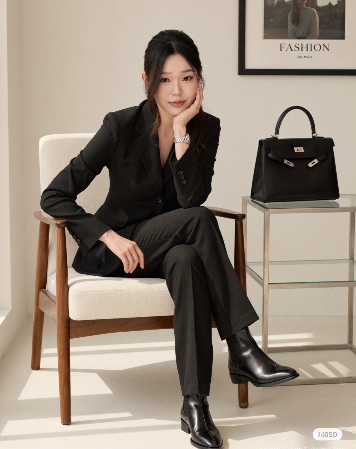 Cindy's generated portrait: The FASHION print armchair